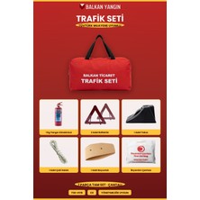 Balkan Ticaret Trafik Seti Yangın Tüplü 1 kg Tüvtürk Muayene Uyumlu 7 Parça Reflektörlü Çantalı Ilkyardım Ce Hyb