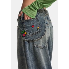 It's Basic Kadın Kot Renk 4W6-31 Barrel Fit Bol Kesim Icon Detaylı Özel Tasarım Denim Jean