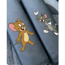 Tom ve Jerry Tasarımlı Oto Emniyet Kemeri Pedi 2'li Set – Yumuşak Omuz Konfor Pedi
