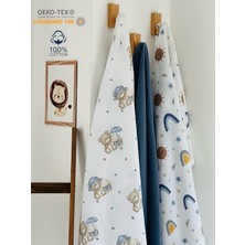 Ft Baby Collection Pamuk Müslin Bebek Battaniyesi 3'Lü Set  Müslın Örtü 80  x  90 Cm