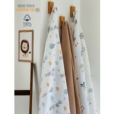 Fulya Tuhafiye Ftbabycollection %100 Pamuk 3'lü Müslin Bebek Battaniye Seti Oeko- Tex Sertifikalı Müslin örtü 80 x 90 cm
