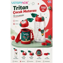 Uzspace Kılıflı 2 Ayrı Kapaklı Pipetli Pipetsiz Tritan  Su Matarası 700 ml