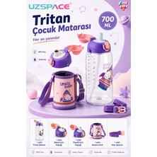Uzspace Kılıflı 2 Ayrı Kapaklı Pipetli Pipetsiz Tritan  Su Matarası 700 ml