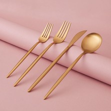 Apricot Faro Matte Gold 24 Parça 6 Kişilik Çatal Kaşık Bıçak Kutulu