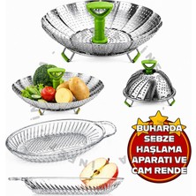 İnfeta 2li Set El Yakmaz Saplı Buharda Sebze Haşlama Aparatı ve Cam Bebek Rendesi Ek Gıda Bebekler Için Haşlama Sepeti