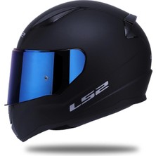 LS2 Rapıd 2 Mat Siyah Kask (Mavi Vizörlü)