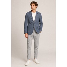 Bihan Store Erkek Kırçıllı Dokulu Mono Yaka Iki Düğmeli Blazer Tek Ceket 6 Drop 11952-MAVI