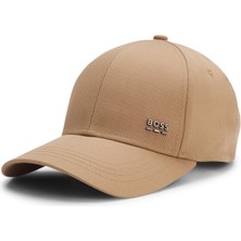 Boss Erkek Uv Korumalı Pamuklu Kumaş Metalik Logo Detaylı Ayarlanabilir Tokalı Kahverengi Şapka 50555479-260