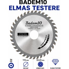 Badem10 Profesyonel Elmas Testere Diski 115X22,23 mm 36 Diş 2x1,5 mm Yüksek Performanslı Kesici Disk