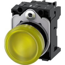 Siemens 3SU1156-6AA30-1AA0 - 22MM Metal 230VAC Sarı Komple Sinyal Lambası