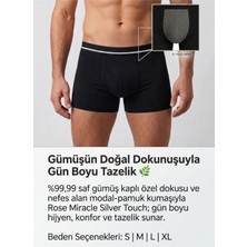 Rose Miracle Silver Touch Saf Gümüş Dokulu Erkek Siyah Slip Sillage Iç Çamaşırı, Erkek Siyah Boxer