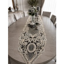 Lena Maison Saray Siyah Tül Üzerine Nakış Işlemeli Battal Boy Runner 135 CMX45 cm