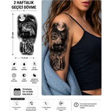Tattoo Gerçekçi Kurt ve Dolunay Model Geçici Kol Bacak Geçici Sticker Yapıştırma Dövme