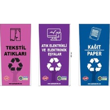 Üçtem Aydınlar 50 Lt. Atık Kutusu Yeni 3'lü Set Tekstil Atıkları & Elektronik Atıklar & Kağıt Atık