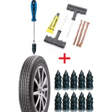 Teknolojik Garaj 6 Parça Fitilli Lastik Tamir Kiti + 10'lu Kauçuk Tamir Vidası Seti - Otomobil, Motosiklet, Bisiklet