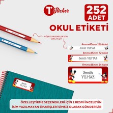 Bir Tasarım Mıckey Mouse 252 Adet Kişiye Özel Okul Etiketi