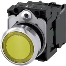 Siemens 3SB6166-0DB30-1BA0 - 22MM Led'li Buton Metal Sarı 230V Ac