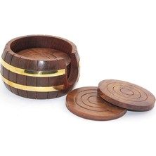 Mabelme Store Pirinç Yuvarlak Ahşap Bardak Altı W431