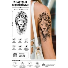 Tattoo Gerçekçi Aslan ve Çiçek Model Geçici Kol Bacak Geçici Sticker Yapıştırma Dövme