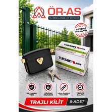 Ör-As Tel Örgü Demir Kapı Kilidi - Tursan Trajlı Kilit = 5-Adet