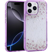 Cepustik Telefon Aksesuarları iPhone 16 Pro Max Kılıf Airbag Tasarımlı Damla Taşlı Şeffaf Pera Silikon Kılıf