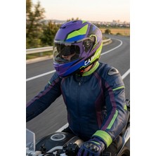 Caspiano Vento Premium Çene Açılır Kask Güneş Vizörlü Mavi Yeşil Ece 22.06 Sertifikalı