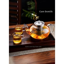 Jet's Home Cam Demlik Borasilikat Demlik Çelik Süzgeçli Çay Demliği Isıya Dayanıklı Bitki Çayı Demlik 1000 ml