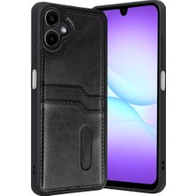 KSB Store Samsung Galaxy A07 4g Sara Kartvizitli Deri Kılıf - Siyah