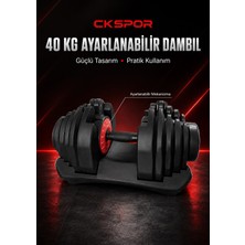 CKSpor Luxury 40 kg Ayarlanabilir Dambıl Mekanizmalı 17 Kademeli Profesyonel Fitness Ağırlığı