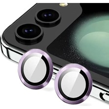 Mabelme Store Samsung Galaxy Z Flip 5 Valdez Metal Kamera Lens - Derin Mor