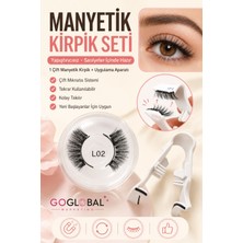 Manyetik Takma Kirpik Seti L02 | Çift Mıknatıslı | Yapıştırıcısız | Doğal Görünüm | Uygulama Aparatlı