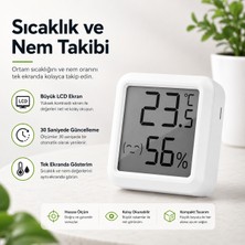 Smayling Dijital Sıcaklık ve Nem Ölçer LCD Ekranlı Mini Termometre Higrometre Ortam Isı ve Nem Ölçer Duvar ve Masaüstü Kullanım