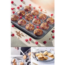 Elçi Avm Elçiavm - 12'li Yanmaz Yapışmaz Muffin Kek Kalıbı, Eşit Ölçü Tek Seferde 12 Adet Kek
