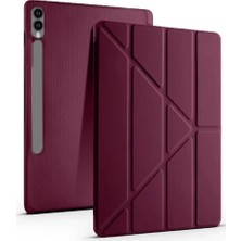 Ozkr Store Samsung Galaxy X610 Tab S9 Fe Plus 12.4 Kılıf Kalemlikli Mars Tablet Kılıfı - Mürdüm