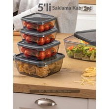 Jet's Home 5’li Set Kare Saklama Kabı Seti Bpa Free Erzak Kabı Bakliyat Saklama Kapları Buzdolabı Kabı