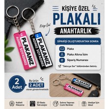 Emas Design Kişiye Özel Plakalı Pembe ve Klasik Anahtarlık Seti – 2’li 3D Baskı Isimli Anahtarlık