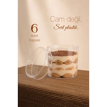 Ezupack 6'lı Yuvarlak Tiramisu Cup Mika Kase Plastik Şeffaf Kapaklı Sunum Kabı Tatlı & Meze ve Salata Kap