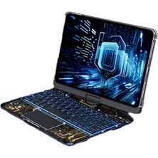 Ozkr Store Apple JP11 iPad Pro 11 (2022) Kılıf Vales Dönen Ledli Klavyeli Tablet Kılıfı - Siyah