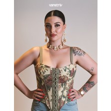 Venetriv Kilim Desen Yeşil Korse Büstiyer