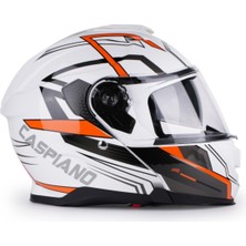 Caspiano Vento Premium Çene Açılır Kask Güneş Vizörlü Ece 22.06 Sertifikalı Glossy White Gray Red Motosiklet Kaskı