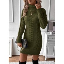 Lune Store Kadın Balıkçı Yaka Mini Triko Elbise