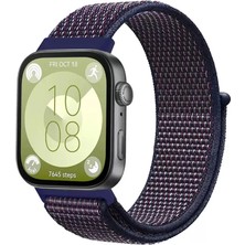 Ozkr Store Huawei Fit 4 Hasırlı Cırtcırtlı Kordon - Mavi-Beyaz