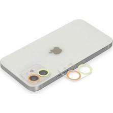 Ozkr Store Apple iPhone 12 Renkli Kamera Lens Koruma Cam - Sarı-Turuncu