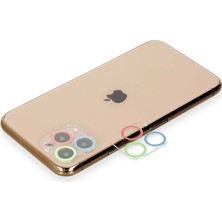 Ozkr Store Apple iPhone 11 Pro Renkli Kamera Lens Koruma Cam - Mavi-Yeşil