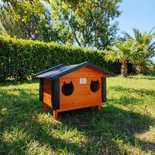 Pati Emlak 2'Li Ahşap Kedi Evi Dış Mekan