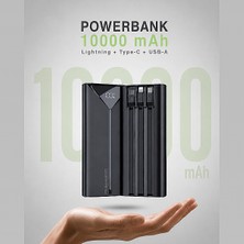 Soffany HY-210 10.000 Mah Powerbank 22.5W  Type-C + Lightning + USB Çıkışlı