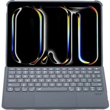 Apple T5510D iPad Pro 13 (2024) Kılıf Palermo Ledli Klavyeli Standlı Tablet Kılıfı - Siyah