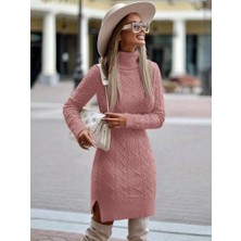 Lune Store Loren Yünlü Motifli Midi Boy Triko Elbise