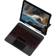 Ozkr Store Apple T5209D iPad Pro 12.9 (2021) Kılıf Inter Ledli Klavyeli Tablet Kılıfı - Siyah