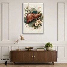Gaagart Tekli Dikey Kanvas Tablo Çiçekli Karaciğer Anatomisi Geometrik Botanik Kompozisyon